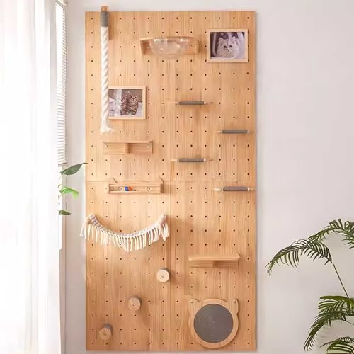 8stüCk Katzen Kletterwand Set,Wandmontiert Katzenregal Katzenliege WandmöBel HöHlenbrett Katzen-Sprungbrett HäNgender Korb Raumkapsel,FüR Katzen Zum Schlafen, Spielen, Klettern von PLSGKF