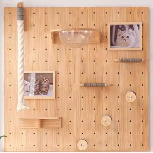 8stüCk Katzen Kletterwand Set,Wandmontiert Katzenregal Katzenliege WandmöBel HöHlenbrett Katzen-Sprungbrett HäNgender Korb Raumkapsel,FüR Katzen Zum Schlafen, Spielen, Klettern von PLSGKF