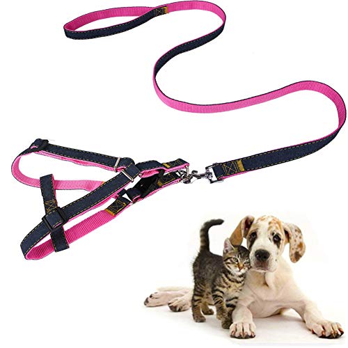 Katzenleine Hunde Leine Katzengeschirr mit Blei Hundegeschirr Kleiner Hund Hundegeschirr führen Slip Lead für Hunde Leine für große Hunde pink,l von PLUS PO