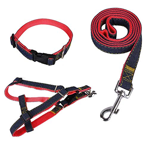 Katzenleine Hunde Leine Katzengeschirr mit Blei Hundegeschirr Kleiner Hund Hundegeschirr führen Slip Lead für Hunde Leine für große Hunde red-Set,XL von PLUS PO