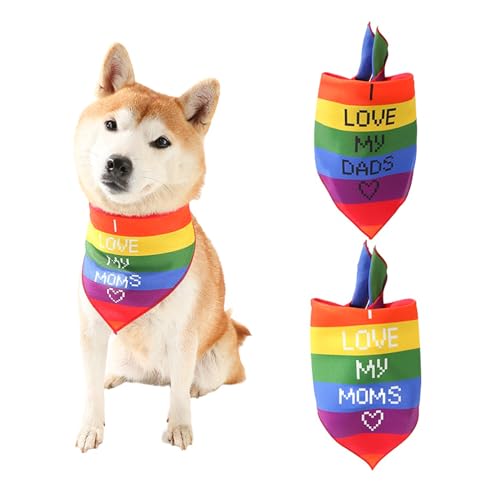 2 Pcs Stolz Tag Hund Bandana,Regenbogen LGBT Dreieckiges Hundehalstuch,Einstellbare Hund Atmungsaktiv Regenbogen Bandanas,für kleine mittlere Hunde Katzen Haustiere von PLUSHCEWT