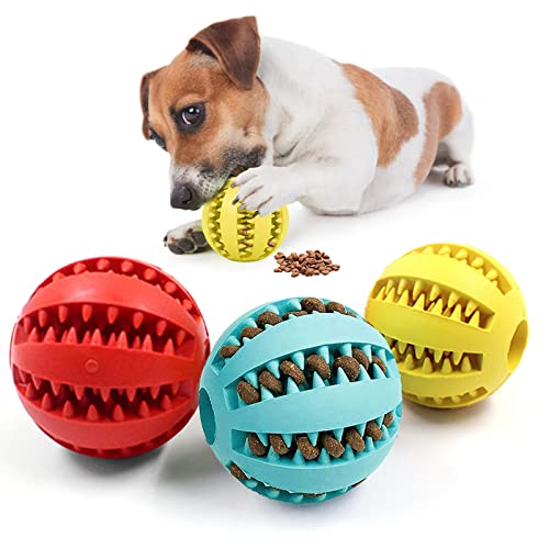 3 Stück Interaktiver Leckerli-Spender 5cm Hundebälle Hund Spielzeug Leckerli-Spender Hundespielzeug Stimulation Bereicherung Kauspielzeug für Langeweile Zahnreinigung Übung Spiel Training Indoor Outd von PLUSHCEWT