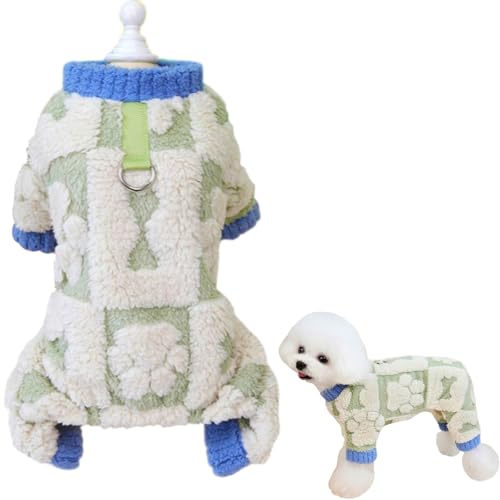 Fleece-Hundepullover, Hundepullover, Pullover mit D-Ring, weiches Sweatshirt mit Loch für die Leine, weich, flauschige Hundekleidung, Winter-Fleecejacke für kleine Hunde, Yorkie, Chihuahua, Grün, von PLUSHCEWT