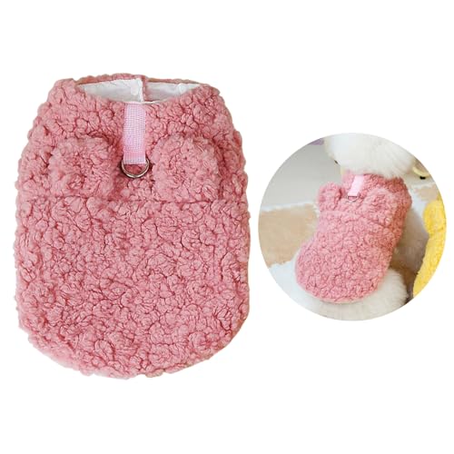 Fleece Hundepullover,Niedliche Kaninchenohren Hundepullover,Pullover Pullover mit D-Ring,Weiches Sweatshirt mit Leine Loch,Weiche Fuzzy Hundebekleidung für kleine Hunde Yorkie (Rosa, L) von PLUSHCEWT