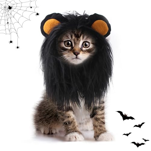 Halloween Löwenmähne Hund,Halloween Kostüm Löwenperücke,Haustierkostüm für Katzen,Pet Costume, Löwenmähne mit Ohren,für Katzen und Mittelgroße und Kleine Hunde (M) von PLUSHCEWT