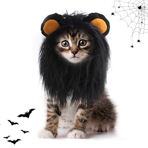 Halloween Löwenmähne Hund,Halloween Kostüm Löwenperücke,Haustierkostüm für Katzen,Pet Costume, Löwenmähne mit Ohren,für Katzen und Mittelgroße und Kleine Hunde (S) von PLUSHCEWT