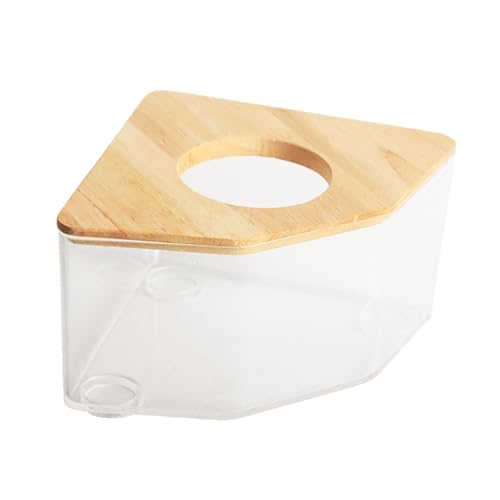 PLUSHCEWT Hamster Sandbad,Hamster Sandbad Container,Transparentes Hamster Sandbad mit Holzdeckel,Hamster-Badewanne Box,für Syrischen Hamster Meerschweinchen Ratte Mäuse von PLUSHCEWT