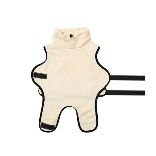 PLUSHCEWT Hunde-Trockenmantel, Mikrofaser-Hundebademantel, super saugfähig, schnell trocknend, für Hunde und Katzen, beige, weiß, Größe XS von PLUSHCEWT