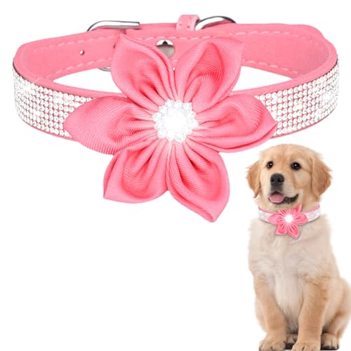 Hundehalsband Kleine Hunde,Hundehalsband Pink,Verstellbares Strass Hundehalsband,Rosa Diamant-Hundehalsband,Halsband Hund Klein,für kleine und mittelgroße Hunde (B) von PLUSHCEWT