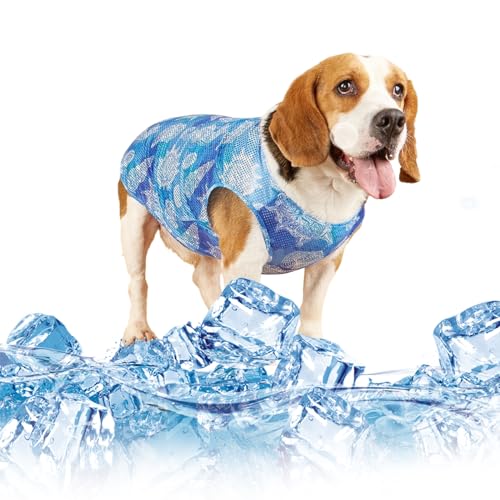 Hundekühlweste,Ice-Cooling Jacken für Welpen,Elastische Sommer Sun-Proof Ice Dog Vest für den Sommer, Hundekühlweste für Outdoor-Wandertraining, für kleine Hunde von PLUSHCEWT