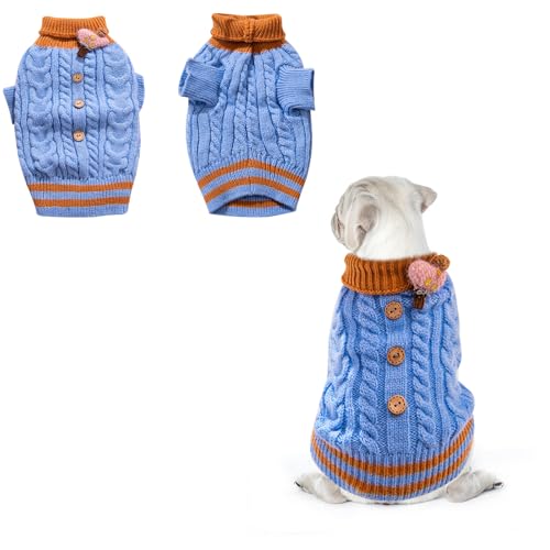 Hundepullover Hund Rollkragenpullover Strickpullover Mantel Winter Wärmer Gestrickter Weiche Häkeln Hundekleidung Weste für Haustier Herbst mittelgroße und große Hunde Welpen Katzen (L) von PLUSHCEWT