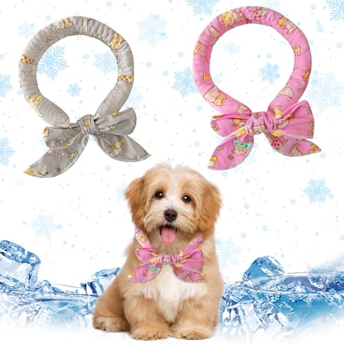 Kühlendes Bandana für Hunde,Kühlendes Eishalsband für Hunde,Haustier-Kühlhalstuch,Atmungsaktive Hund Kühlung Kragen,2 Pcs Katze Bandana Ice Collar,für Welpen, Katzen, Hunde, Camping im Sommer von PLUSHCEWT