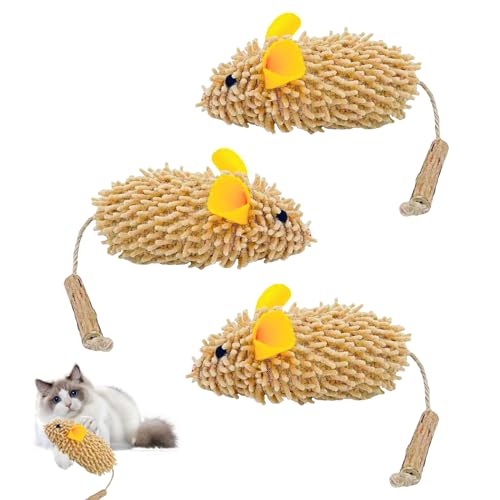 PLUSHCEWT 3Pcs Katzenspielzeug Mäuse,Katze Katzenminze Maus Spielzeug,Kauspielzeug für Katzen zur Zahnreinigung,Interaktives Katzenspielzeug,für Katzenauslauf und Gegen Langeweile (B) von PLUSHCEWT