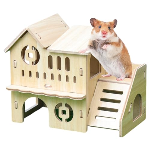 PLUSHCEWT Hamster-Eckhaus, Holz, Hamsterhaus, Hamsterversteck Natur, Hamsterhaus, Wohnhaus, Käfigdekoration für syrische Hamster, Zwerghamster, Rennmäuse, Ratten, Streifenhörnchen (A) von PLUSHCEWT