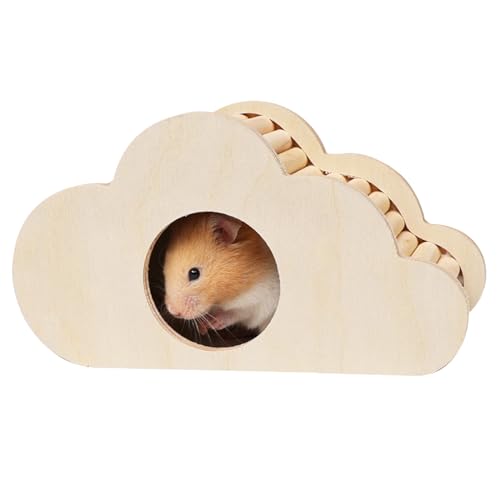 PLUSHCEWT Hamsterversteck aus Holz, Kleintier-Wohnhaus mit Kletterleiter, Hamsterhaus, Käfigzubehör für Rennmäuse, syrische Hamster (B) von PLUSHCEWT