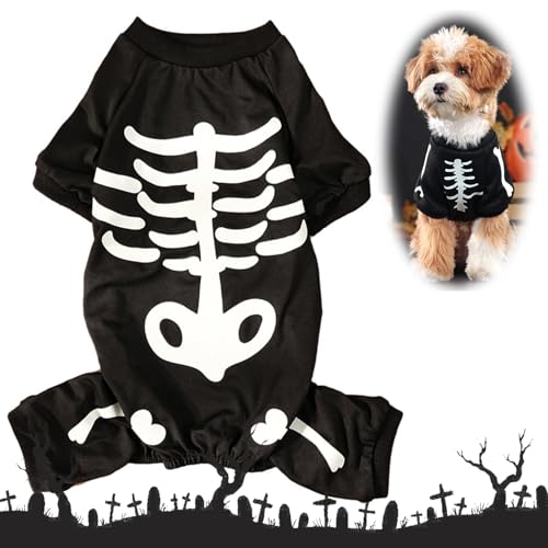 PLUSHCEWT Haustier Halloween Kostüm Hund Katze Halloween Kleidung Outfits Fledermausflügel Skelett Kostüm für Katzen Hunde Welpen Cosplay Dekoration (A) von PLUSHCEWT