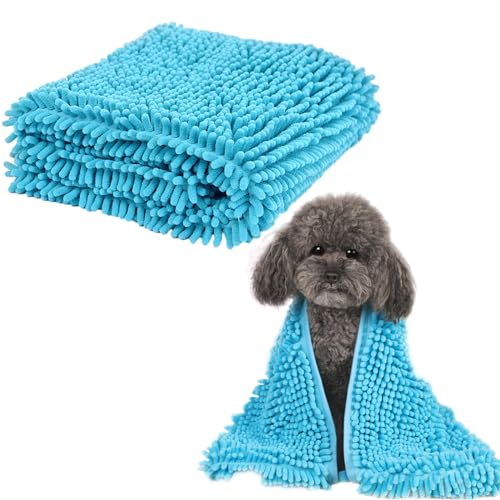 PLUSHCEWT Haustier Handtuch,Hundehandtuch aus Chenille,Mikrofaser-Haustierhandtuch, Superabsorbierende weiche Hundehandtücher,Leichtgewicht für Hunde,Katzen Maschinenwaschbar 80 * 35 cm (Blue) von PLUSHCEWT