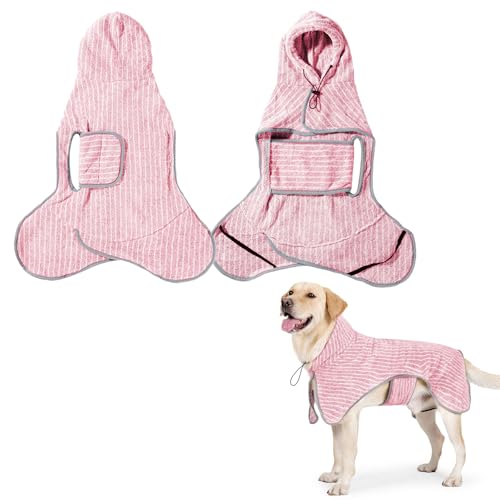 PLUSHCEWT Hunde Trockenmantel Hunde Badetücher Hundehandtuch Bademantel Super Saugfähig Schnell Trocknend Haustiere Mikrofaser-Bademäntel Zum Baden Schwimmen für Kleine und Mittelgroße Hunde (Rosa) von PLUSHCEWT