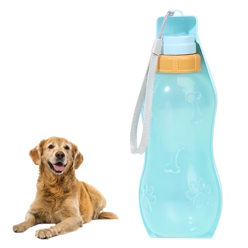 Trinkflasche Hund für Unterwegs,350ml Tragbare Hundewasserflasche,Faltbare Hundewasserflasche-Bequemes einfaches Trinken,Hund Reise Wasserflasche für Unterwegs Outdoor (Blau, 350ml) von PLUSHCEWT