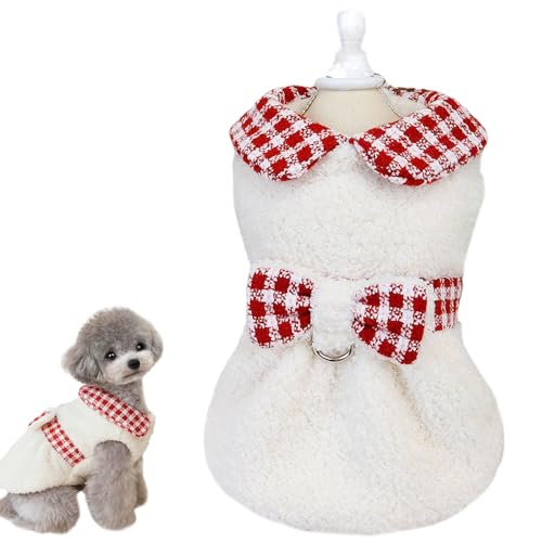 Wintermäntel für kleine Warm Hundepullover mit Knöpfen Niedliche Welpenkleidung mit Schleife Weiches Chihuahua Katze Kleidung Haustier Winddicht kaltes Wetter Geeignet für kleine Hunde und Katzen (L) von PLUSHCEWT