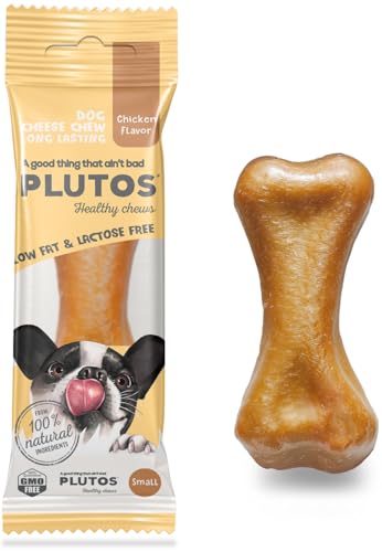 Plutos Käse und Huhn Kauknochen Hund | Leckere und gesunde Hunde Kaustangen für langanhaltenden Kauspaß | Perfekt für alle Hundegrößen von PLUTOS