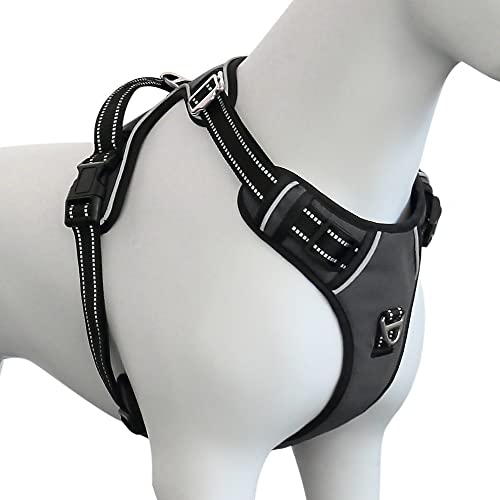 Plutus Pet No Pull Dog Harness, Release at Neck, Adjustable Reflective No-Choke Dog Vest Harness, Soft Padded with Easy Control Handle, for Small Medium Large Dogs (L, Gray) von PLUTUS PET