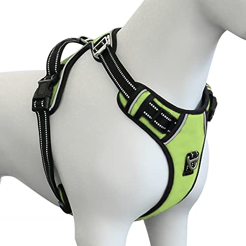Plutus Pet No Pull Dog Harness, Release at Neck, Adjustable Reflective No-Choke Dog Vest Harness, Soft Padded with Easy Control Handle, for Small Medium Large Dogs (L, Green) von PLUTUS PET