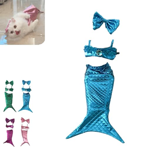 Cat Mermaid Costume, Cat Mermaid Outfit, Cat Mermaid Costume - Mermaid Costume for A Small Dog Or Cat, Cat Mermaid Costume for Creative Funny Photo Props (Blue) von PMLOPJKD