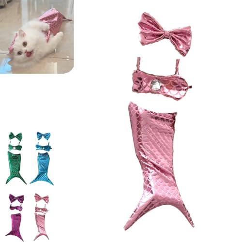 Cat Mermaid Costume, Cat Mermaid Outfit, Cat Mermaid Costume - Mermaid Costume for A Small Dog Or Cat, Cat Mermaid Costume for Creative Funny Photo Props (Pink) von PMLOPJKD