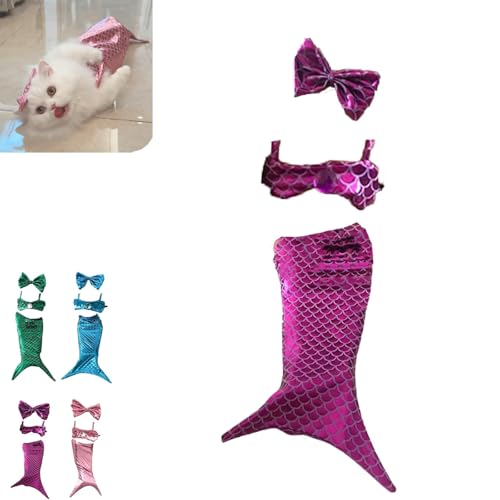 Cat Mermaid Costume, Cat Mermaid Outfit, Cat Mermaid Costume - Mermaid Costume for A Small Dog Or Cat, Cat Mermaid Costume for Creative Funny Photo Props (Purple) von PMLOPJKD