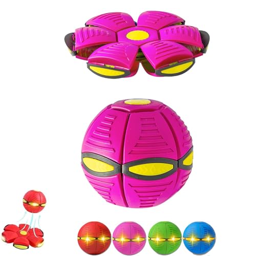PMLOPJKD Doggy Disc Ball, The Doggy Disc Ball, Doggie Disc Ball with Lights, Doggy Disc Ball for Large Dogs, Flying Saucer Ball for Dogs, Portable Pet Toy Flying Saucer Ball (Sixlights, Pink) von PMLOPJKD