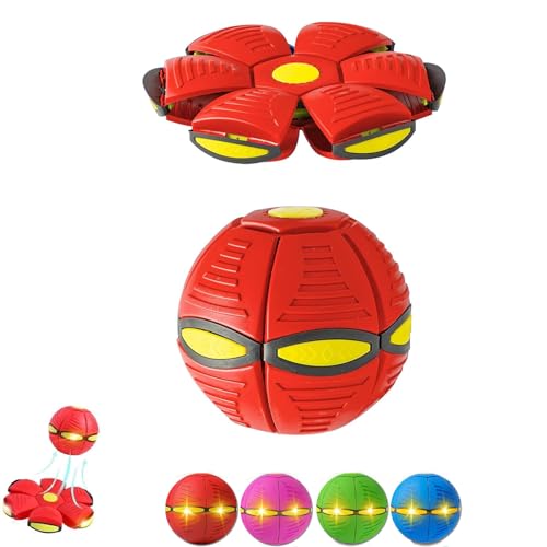 PMLOPJKD Doggy Disc Ball, The Doggy Disc Ball, Doggie Disc Ball with Lights, Doggy Disc Ball for Large Dogs, Flying Saucer Ball for Dogs, Portable Pet Toy Flying Saucer Ball (Sixlights, Red) von PMLOPJKD