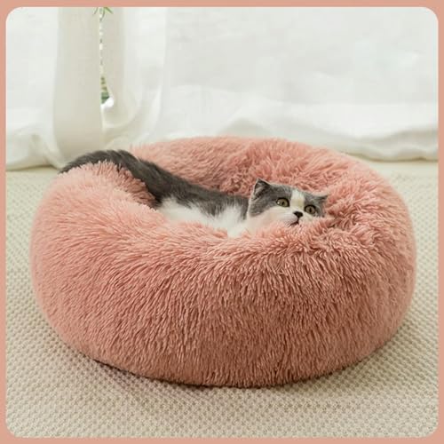 Rundes Katzenbett Hunde Bett Haus Zwinger Haustier Matten Weiche Lange Plüsch Matte Haustier Warm Korb Kissen Katzen Haus Sofa von PMMCON