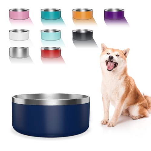 Hundenapf, Edelstahl-Futter- und Wassernapf mit rutschfester, leiser Unterseite, leicht zu reinigen, spülmaschinenfest, 1,8 l, Rosa (Blau, 1,2 l) von PMVRTHQV