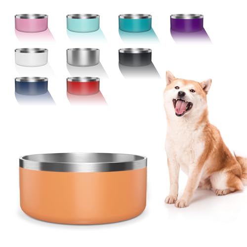 Hundenapf, Edelstahl-Futter- und Wassernapf mit rutschfester, leiser Unterseite, leicht zu reinigen, spülmaschinenfest, 1,8 l, Rosa (Orange, 1,2 l) von PMVRTHQV