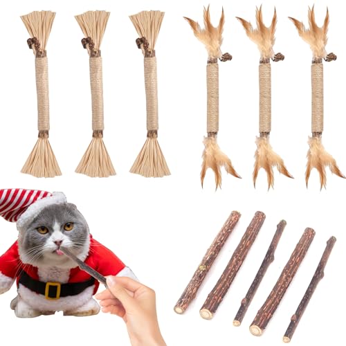 Katzenminze Sticks,11 Stück Matatabi Katzensticks,Katzenminze Spielzeug Katzen Kauhölzer Sticks für Katzen,Kausticks Set,Katzenminze Sticks Zum Schleifen von Zähnen,Für ​Katze Zu Spielen,Kauen von PNITVOAR