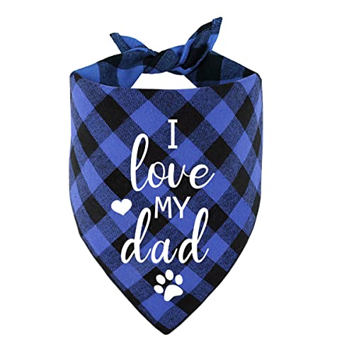 Funny I Love My Dad Blau Plaid Cotton Pet Dog Bandana, Gender Revealing Photo Prop Pet Dog Bibs Accessories Birthday Wedding Party Gift for Dog Lovers Owner von PNTKION