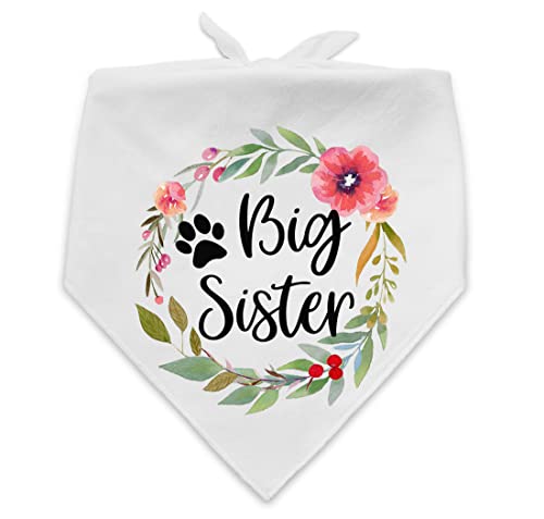 PNTKION Lustiges weißes Blumenmuster Plaid Baumwolle Big Sister Haustier Hund Bandana Haustier Hund Schwangerschaft Ankündigung Geschlecht Enthüllung Foto Requisite Dreieck Lätzchen Zubehör für von PNTKION