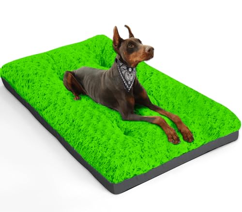 POCBLUE Deluxe-Hundebett, waschbar, Größe XL, 106,7 cm, bequem, flauschig, rutschfest, für Hunde bis zu 40,8 kg, 106,7 x 71,1 cm, Grün von POCBLUE
