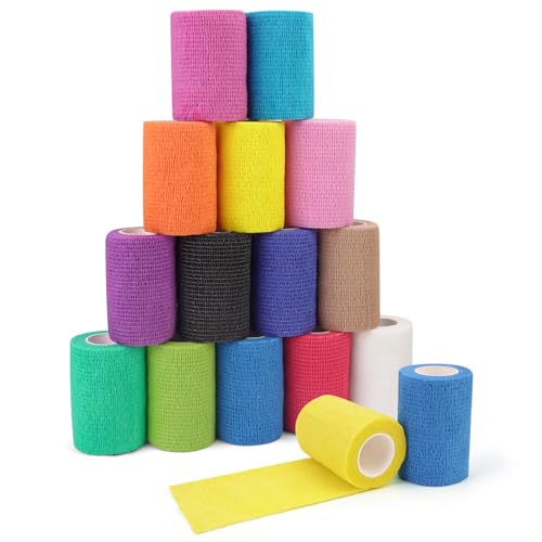 POFIBO 14 Rollen Selbstklebender Verband - Elastische Haftbandage Selbstklebend, Verband Selbstklebend, Atmungsaktiv und Bequem, Klebeverband Selbstklebend für Stretch Sportler, Pet(7,5cm x 4,5m) von POFIBO