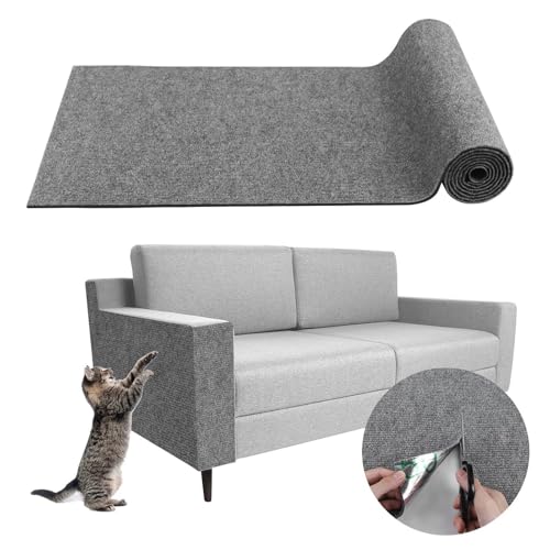 200cmx40cm Kratzmatte Katze Selbstklebend, DIY Kratzmatte Katze für Katzenständer, Holzgriff, Katzenturm, Kratzmatte Selbstklebend für Schützt Teppiche Sofa Möbelschutz,(Color:grau) von POHOVE