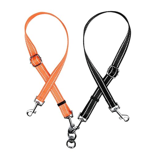 Doppelleine für 2 Hunde, 360° Drehbare Hundeleine für Zwei Hunde, Hundeleine für 2 Hunde, für Kleine Mittelgroße und Große Hunde Welpen Lauftraining(Color:Schwarz+Orange) von POHOVE