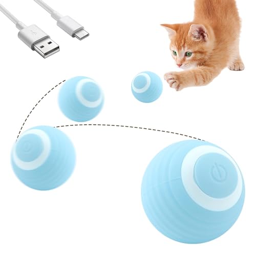 POHOVE Katzenspielzeug Elektrisch,Katzenball mit LED-Licht,360-Grad-Ball Interaktives Katzenspielzeug Selbstbeschäftigung,Intelligentes USB Wiederaufladbarer Katzenspielzeug Ball von POHOVE