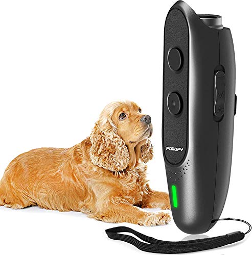 POIIOPY Anti Bell Gerät für Hunde mit Variabler Frequenz, Ultraschall Hunde Bell Abschreckung, Wiederaufladbar 2-in-1 Hunde Bell Kontrollgerät, Sicher Hundetraining, Verhaltenstrainer, 5m Reichweite von POIIOPY