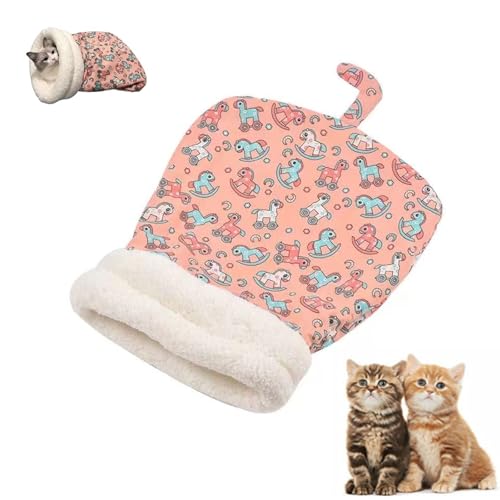 POIOZXD Katzen Winterschlafsack, Katzenschlafsack für Indoor-Katzen, Katzenschlafsack, weicher Plüsch großer Katzensack, selbstwarmes Katzenbett (Rosa) von POIOZXD