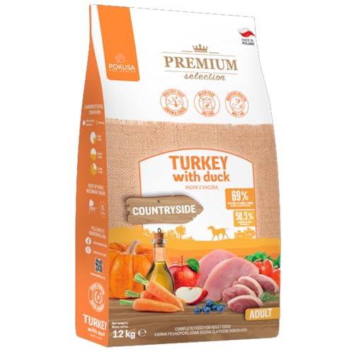 Pokusa Premium Selection - Pute mit Ente - getreidefreies Trockenfutter für ausgewachsene Hunde - 12 Kg von POKUSA