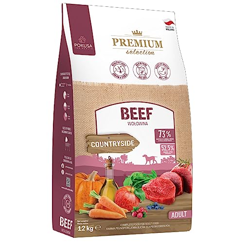 Pokusa Premium Selection - Rind - getreidefreies Trockenfutter für ausgewachsene Hunde - 12 Kg von POKUSA