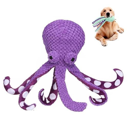 POLGDW Pawforloves Premium-Haustier-Plüschspielzeug, Premium-Oktopus-Haustier-Plüschspielzeug, Plüsch-Quietschspielzeug für Hunde, Haustierspielzeug für kleine, mittlere und große Hunde von POLGDW