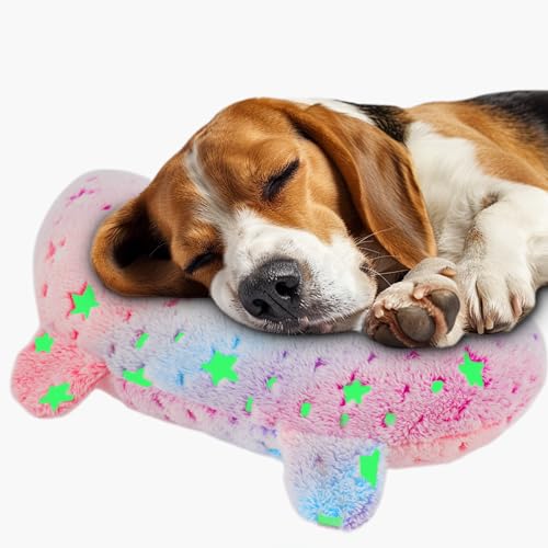 POMESEA Kissen für Hunde, Hunde-Nackenkissen, weich, flauschig, beruhigendes Spielzeug, halber Donut-Kuscheler, U-förmiges Kissen für Haustier, Gelenkentlastung, Schlafverbesserung (Rosa) von POMESEA