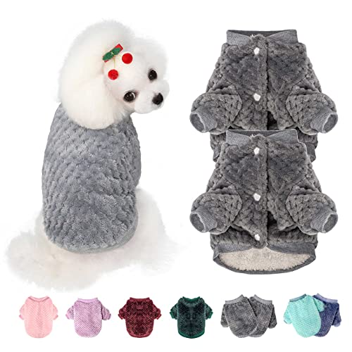 Hundepullover für kleine, mittelgroße Hunde oder Katzen, warmer, weicher Flanell-Haustiermantel für Welpen, Hunde, Mädchen oder Jungen, für kaltes Wetter, Pullover, Weihnachten (M, Grau + Grau) von POMIU